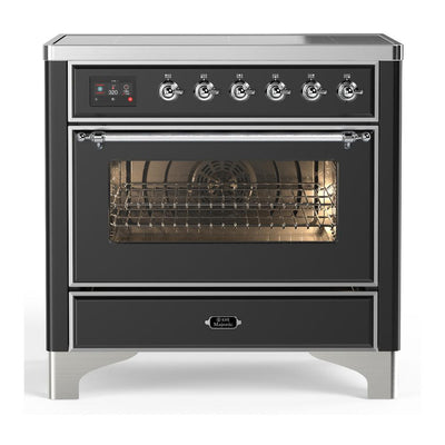 ILVE UMIB36NR3MGC Majestic III 36 inch Induction Range with 6 Elements, 3.5 cu. ft. Total Oven Capacity (Triple Glass Door, Graphite Matte, Chrome)