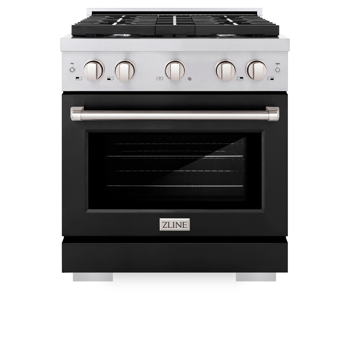 ZLINE 30 in. 4.2 cu. ft. 4 Burner Gas Range with Convection Gas Oven in Stainless Steel with Black Matte Door (SGR-BLM-30)