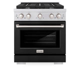 ZLINE 30 in. 4.2 cu. ft. 4 Burner Gas Range with Convection Gas Oven in Stainless Steel with Black Matte Door (SGR-BLM-30)