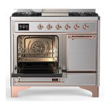 ILVE UMD40FQNR3SSP Majestic III 40 inch Dual Fuel Range with 6 Burners and Griddle, Dual Function Burner up to 25,000 BTU (Natural Gas, Solid Door, Stainless Steel, Copper)