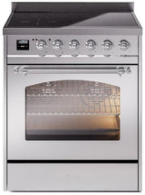 Nostalgie II 30 Inch Electric Freestanding Range in Stainless Steel with Chrome Trim