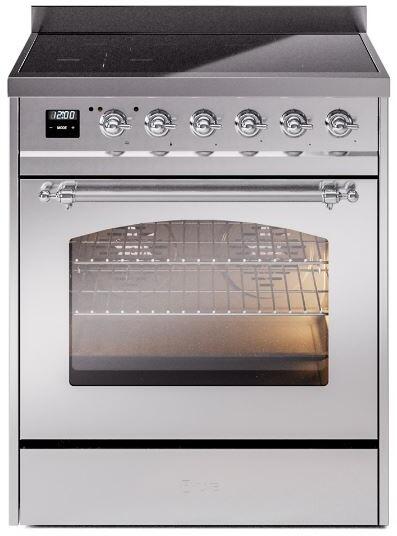 Nostalgie II 30 Inch Electric Freestanding Range in Stainless Steel with Chrome Trim