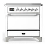 ILVE UMIB36QNR3WHC Majestic III 36 inch Induction Range with 6 Elements, 3.5 cu. ft. Total Oven Capacity (Solid Door, White, Chrome)