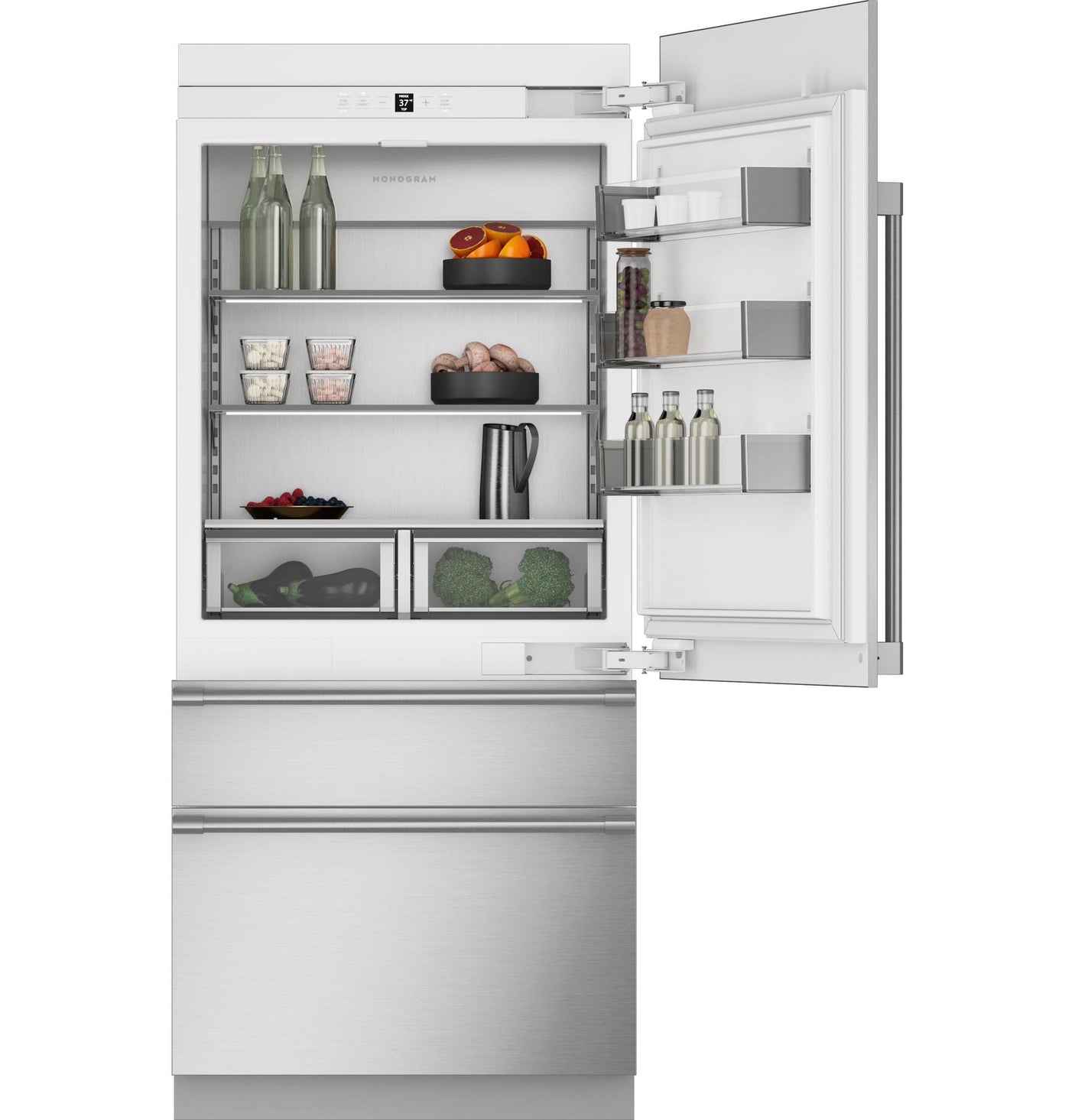Monogram 36" Panel-Ready Integrated Bottom-Freezer Refrigerator- Right Hinge