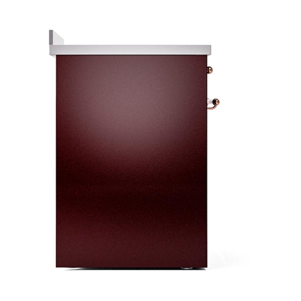 ILVE UNI304QNMPBUG Nostalgie II Noblesse 30 inch Induction Range (Solid Door, Burgundy, Brass)