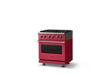 30"W. Dual Fuel Range (Finish: Valentine, Trim: Polished Chrome, Fuel: Propane)