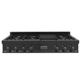 ZLINE 48" Porcelain Gas Stovetop in Black Stainless Steel with 7 Gas Brass Burners and Griddle (RTB-48)