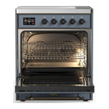 ILVE UMIB30QNR3BGB Majestic III 30 inch Induction Range with 4 Elements, 4 cu. ft. Oven Capacity (Solid Door, Blue Grey, Burnished)