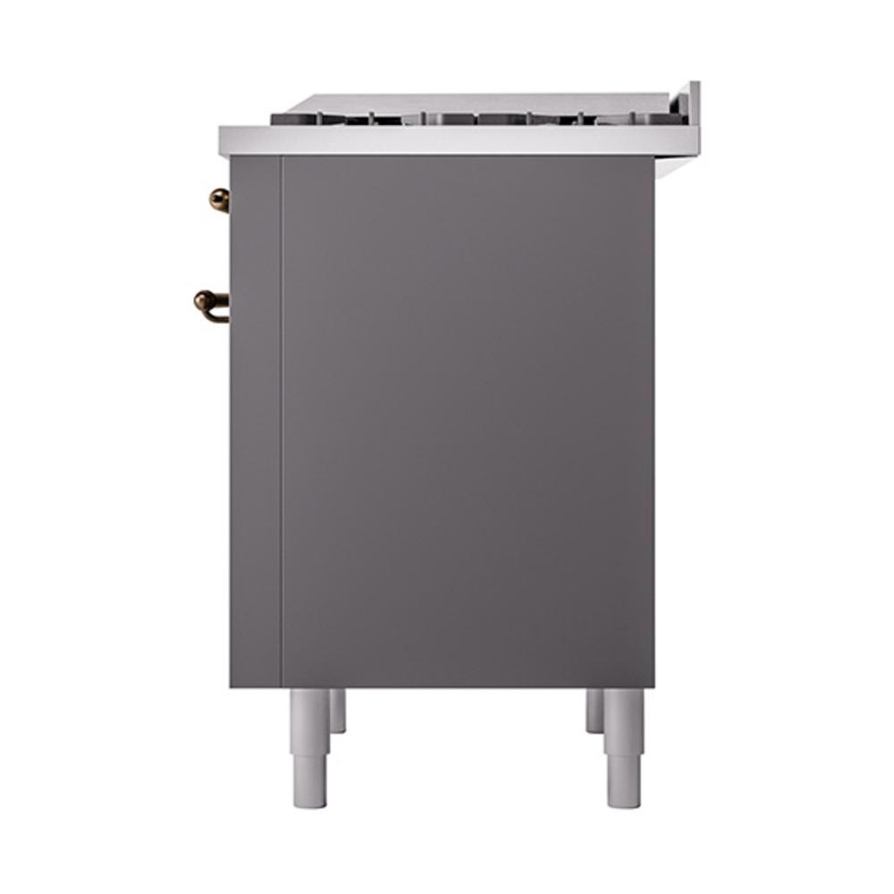 ILVE UN36FQNMPMGBLP Nostalgie II Noblesse 36 inch Dual Fuel Range (Liquid Propane, Solid Door, Graphite Matte, Burnished)