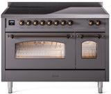 Nostalgie II 48 Inch Electric Freestanding Range in Matte Graphite with Bronze Trim