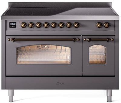 Nostalgie II 48 Inch Electric Freestanding Range in Matte Graphite with Bronze Trim