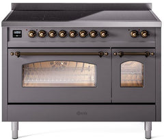 Nostalgie II 48 Inch Electric Freestanding Range in Matte Graphite with Bronze Trim
