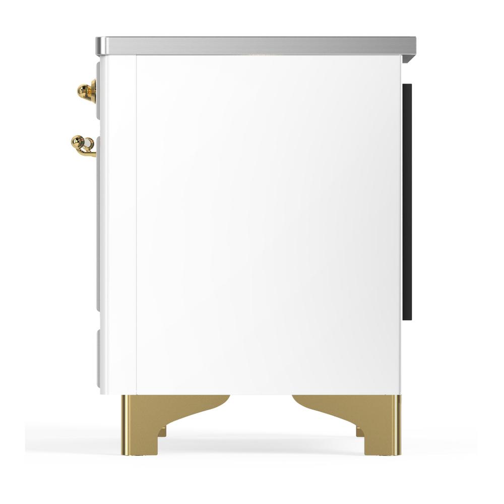 ILVE UMDIB40QNR3WHG Majestic III 40 inch Induction Range with 6 Elements, 3.82 cu. ft. Total Oven Capacity (Solid Door, White, Brass)