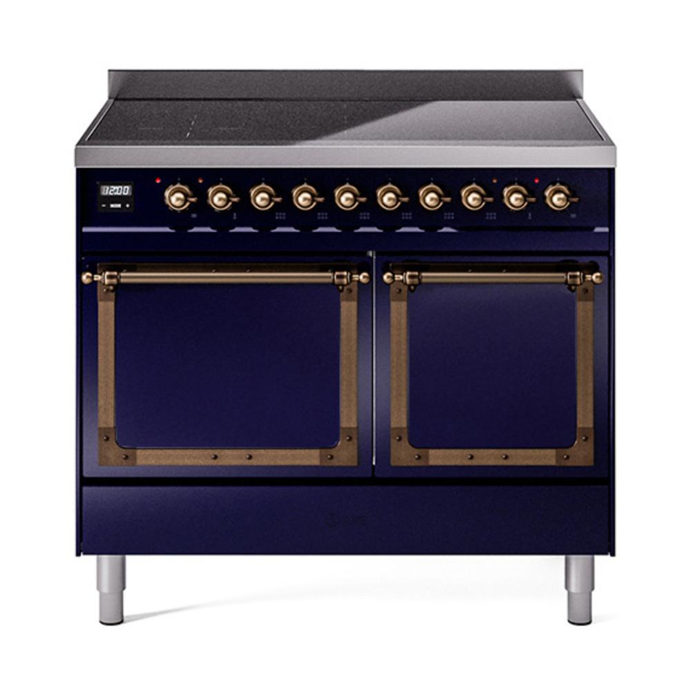 ILVE UNDI406QNMPMBB Nostalgie II Noblesse 40 inch Induction Range (Solid Door, Midnight Blue, Burnished)