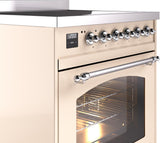 Nostalgie II 30 Inch Electric Freestanding Range in Antique White with Chrome Trim