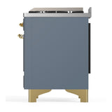 ILVE UM36FQNR3BGG Majestic III 36 inch Dual Fuel Range with 6 Black Brass Burners and Griddle, Dual Function Burner up to 25,000 BTU (Solid Door, Blue Grey, Brass, Natural Gas)