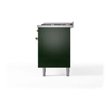 ILVE UN60FQNMPEGGLP Nostalgie II Noblesse 60 inch Dual Fuel Range (9 Sealed Burners + Griddle, Liquid Propane, Solid Door, Emerald Green, Brass)