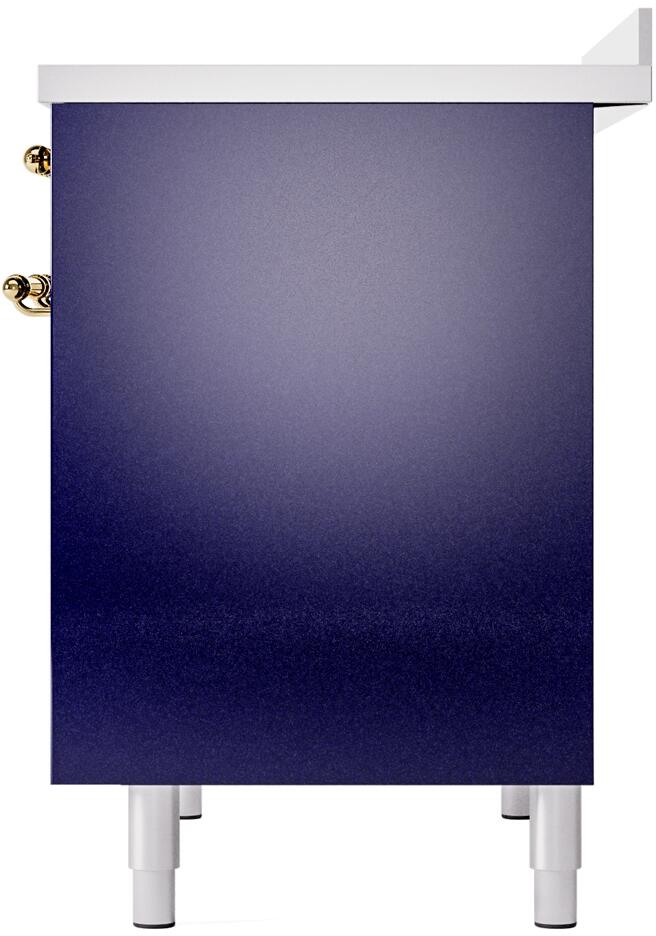Nostalgie II 40 Inch Electric Freestanding Range in Blue with Brass Trim