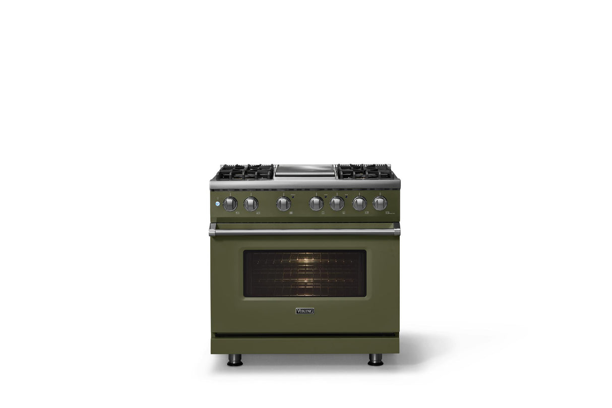 36"W. Dual Fuel Range (Burner: 4g, Finish: Martini, Trim: Polished Chrome, Fuel: Natural Gas)