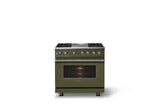 36"W. Dual Fuel Range (Burner: 4g, Finish: Martini, Trim: Polished Chrome, Fuel: Natural Gas)
