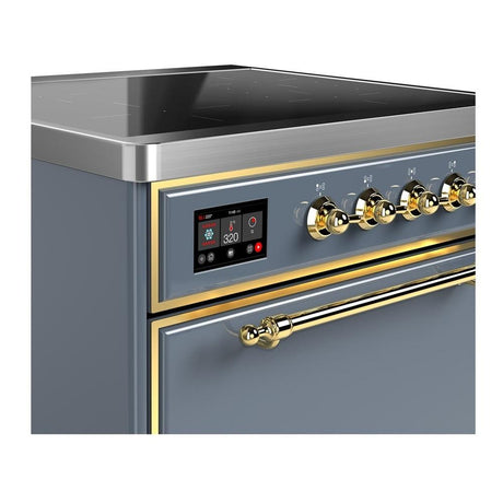 ILVE UMIB30QNR3BGG Majestic III 30 inch Induction Range with 4 Elements, 4 cu. ft. Oven Capacity (Solid Door, Blue Grey, Brass)
