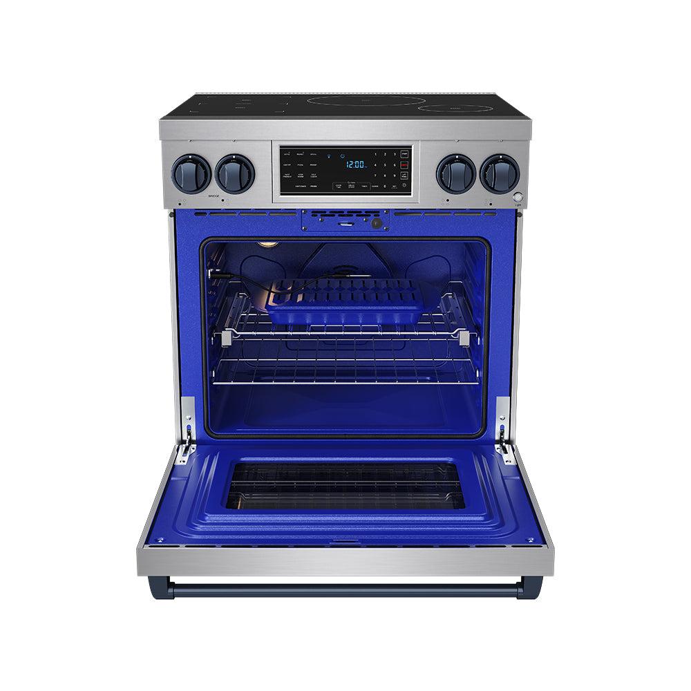 30 Inch Professional Induction Range With Tilt Panel Touch Control In Stainless Steel and Blue  Gordon Ramsay Series