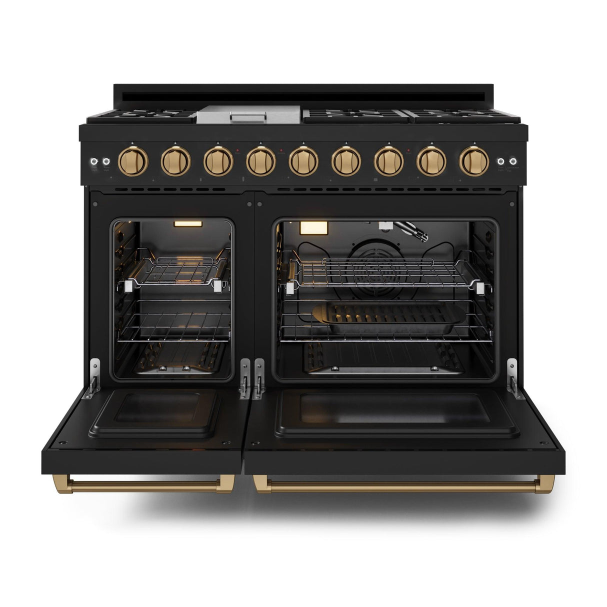 48 Inch Professional Gas Range With Pro-style Knobs In Black/bronze  Gordon Ramsay Series
