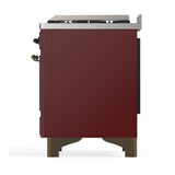 ILVE UM60FSQNR3BUB Majestic III 60 inch Dual Fuel Range with 7 Burners, Griddle and French Top, Dual Function Burner with up to 25,000 BTU (Natural Gas, Solid Door, Burgundy, Burnished)