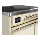 ILVE UMDIB40QNR3AWG Majestic III 40 inch Induction Range with 6 Elements, 3.82 cu. ft. Total Oven Capacity (Solid Door, Antique White, Brass)