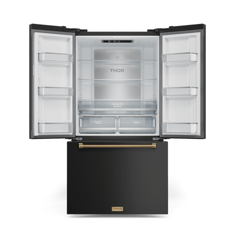 36 Inch 20.3 Cu Ft French Door Counter Depth Refrigerator With Ice Maker In Black/bronze  Gordon Ramsay Series
