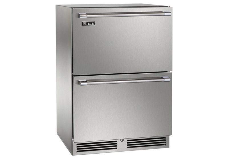 24" Signature Series Outdoor Dual-Zone Freezer/Refrigerator Drawers, stainless steel, with lock