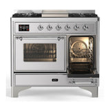 ILVE UMD40FNR3SSC Majestic III 40 inch Dual Fuel Range with 6 Burners and Griddle, Dual Function Burner up to 25,000 BTU (Natural Gas, Triple Glass Door, Stainless Steel, Chrome)