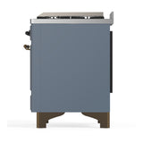 ILVE UM60FSNR3BGB Majestic III 60 inch Dual Fuel Range with 7 Burners, Griddle and French Top, Dual Function Burner with up to 25,000 BTU (Natural Gas, Triple Glass Door, Blue Grey, Burnished)