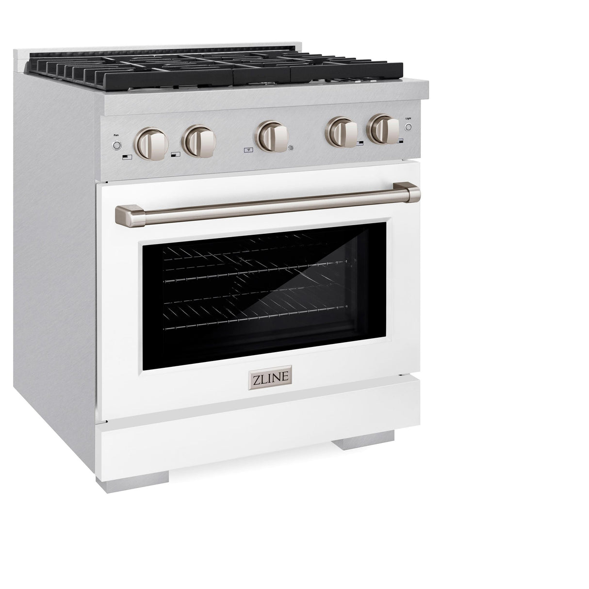 ZLINE 30 in. 4.2 cu. ft. 4 Burner Gas Range with Convection Gas Oven in DuraSnow' Stainless Steel with White Matte Door (SGRS-WM-30)
