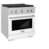 ZLINE 30 in. 4.2 cu. ft. 4 Burner Gas Range with Convection Gas Oven in DuraSnow' Stainless Steel with White Matte Door (SGRS-WM-30)