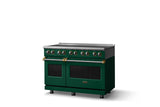 48"W. Induction Range (Finish: Ivy, Trim: Brushed Brass)