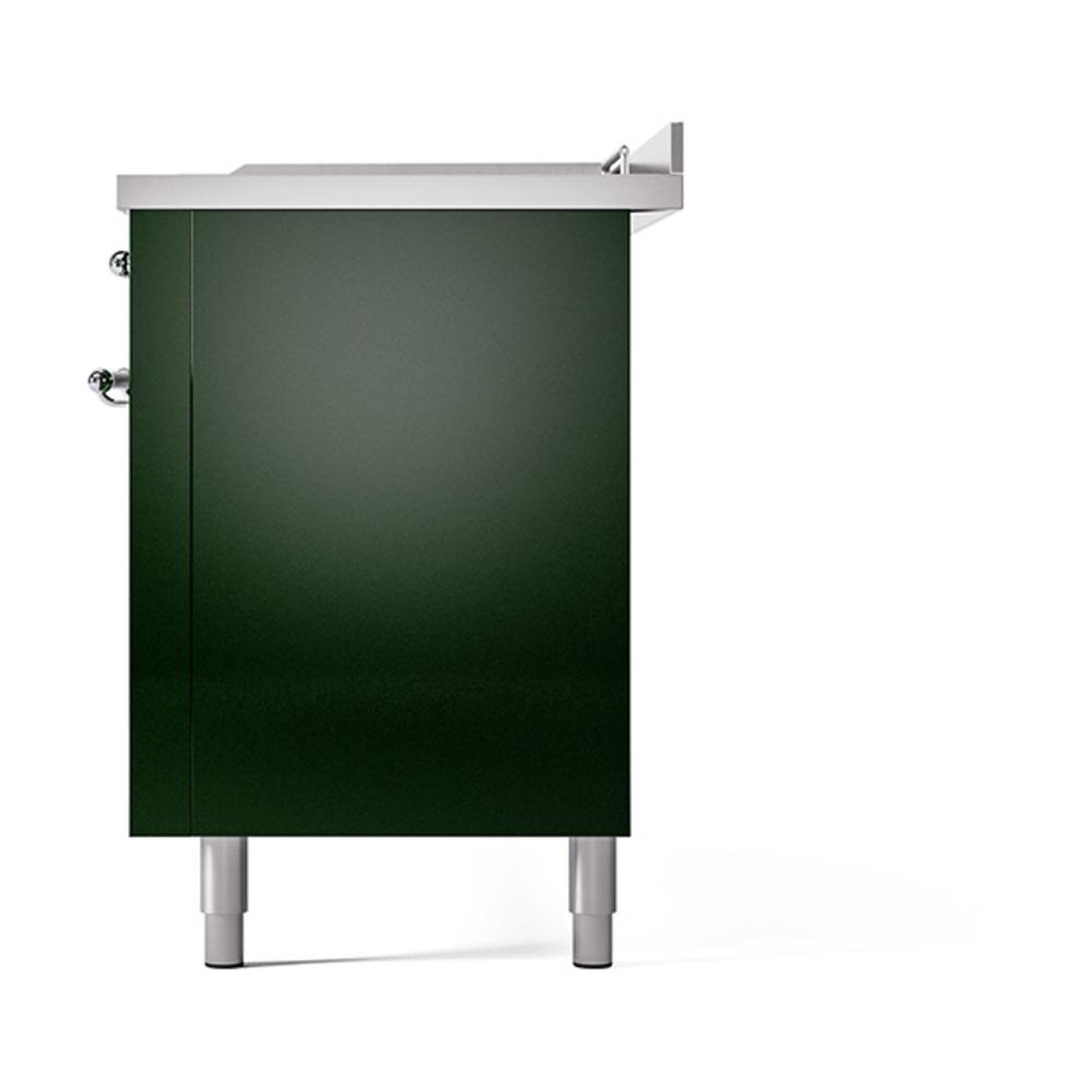 ILVE UN60FSQNMPEGCLP Nostalgie II Noblesse 60 inch Dual Fuel Range (7 Sealed Burners + Griddle + French Top, Liquid Propane, Solid Door, Emerald Green, Chrome)