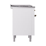ILVE UN36FQNMPWHB Nostalgie II Noblesse 36 inch Dual Fuel Range (Natural Gas, Solid Door, White, Burnished)