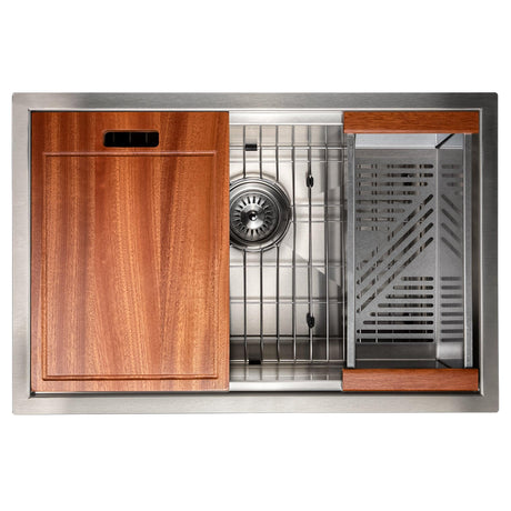 ZLINE 27 in. Garmisch Undermount Single Bowl Stainless Steel Kitchen Sink with Bottom Grid and Accessories (SLS-27)