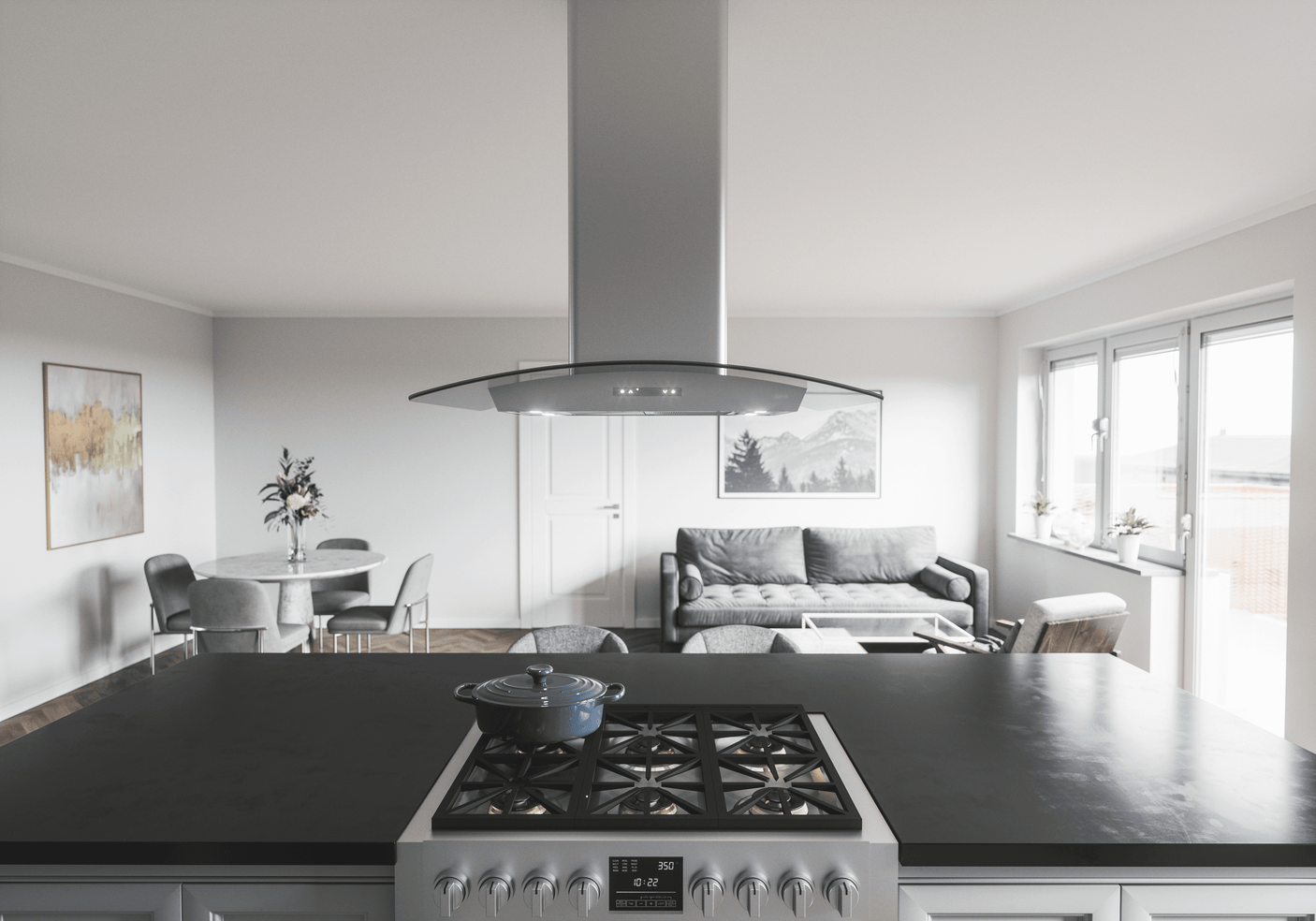 Milano Connect Island, 42in, SS+Glass, LED, ACT