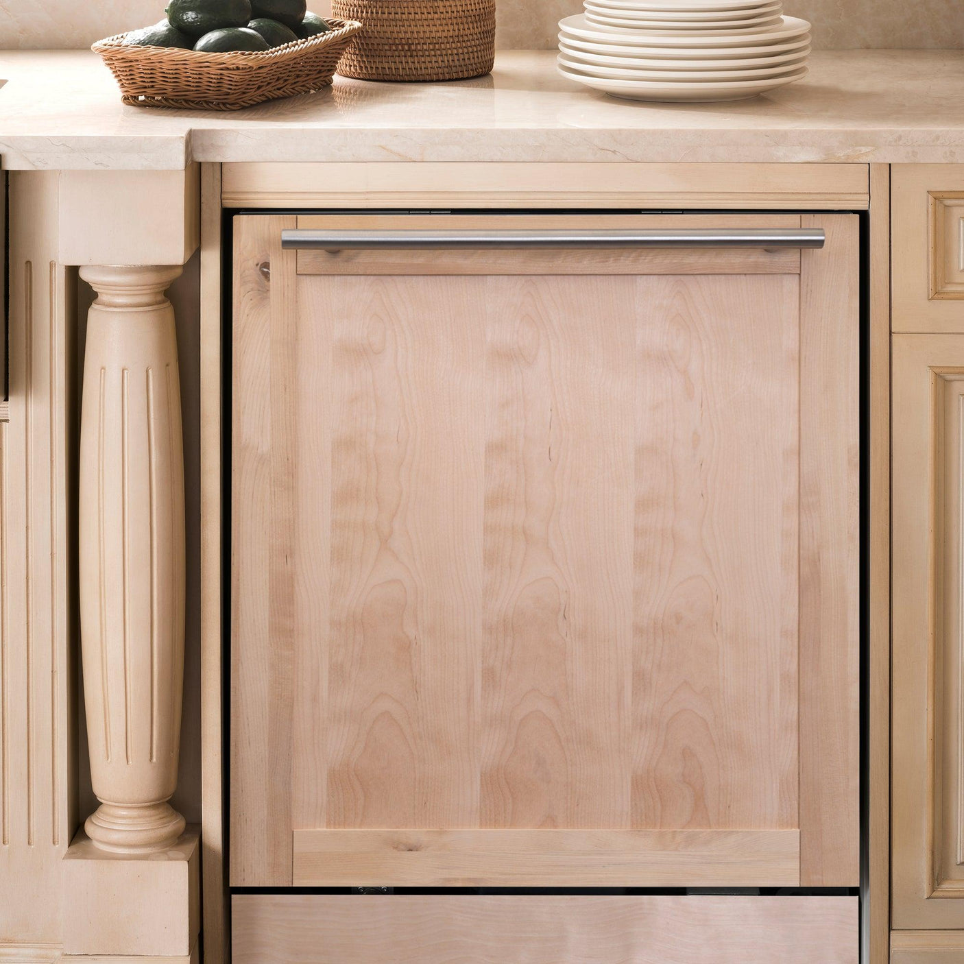 ZLINE 24 in. Top Control Dishwasher with Stainless Steel Tub and Modern Style Handle, 52dBa (DW-24) [Color: Unfinished Wood]