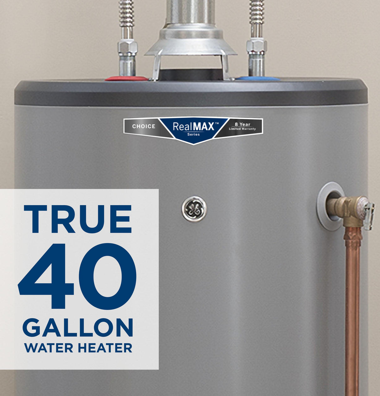 GE RealMAX Choice 40-Gallon Tall Natural Gas Atmospheric Water Heater