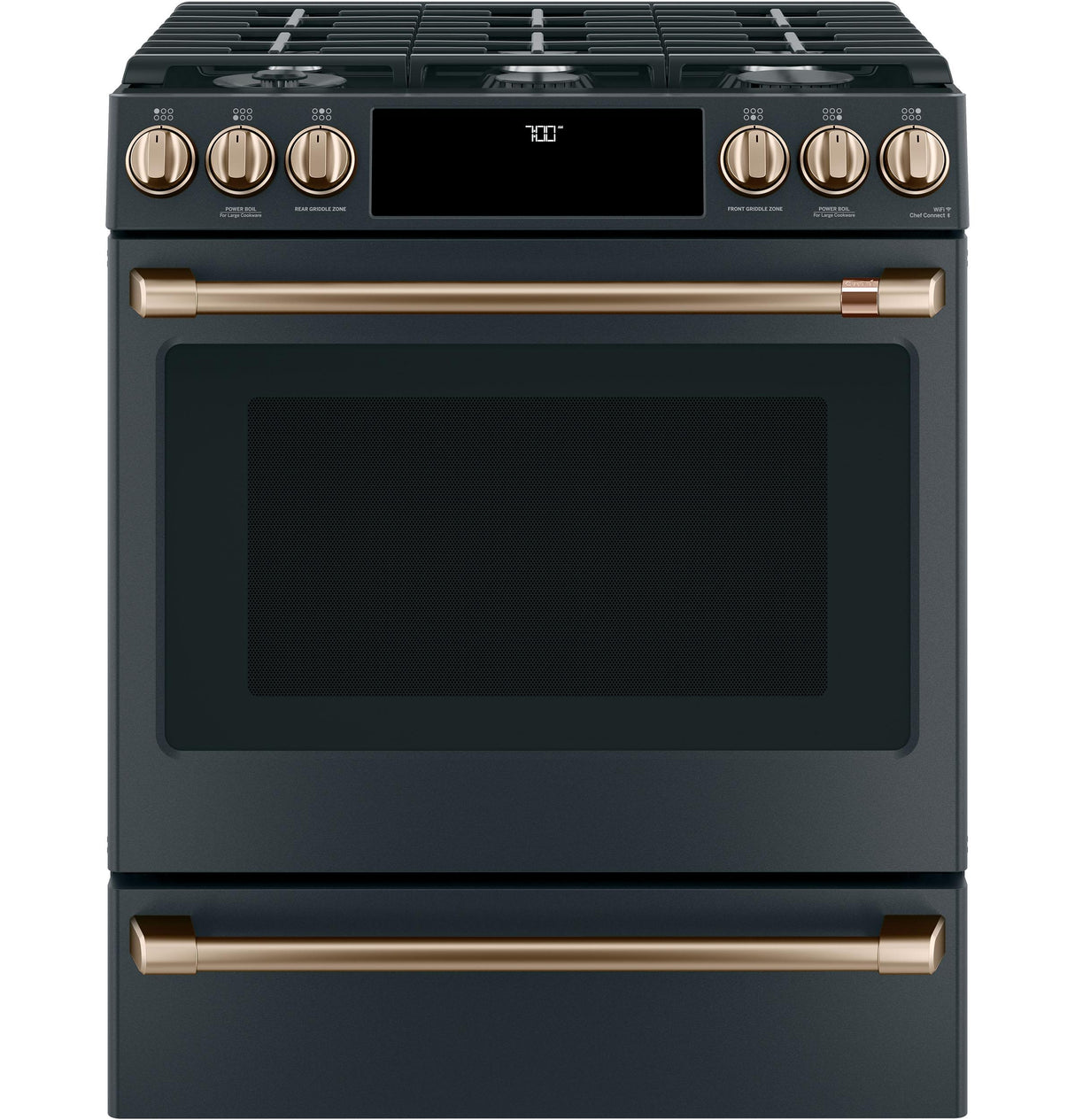 Café™ 30" Smart Slide-In, Front-Control, Gas Range with Convection Oven