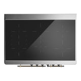ILVE UMDIB40NR3AWB Majestic III 40 inch Induction Range with 6 Elements, 3.82 cu. ft. Total Oven Capacity (Triple Glass Door, Antique White, Burnished)