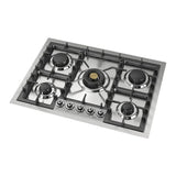 ILVE UHCPT75NSSC Nostalgie II 30 inch Built-In Gas Cooktop with 5 Burners, in Stainless Steel (Natural Gas, Chrome)