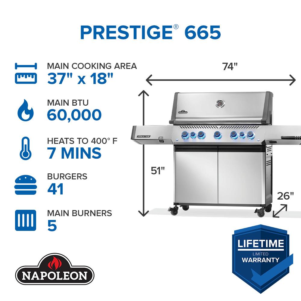 Prestige 665 RSIB with Infrared Side and Rear Burner , Natural Gas, Stainless Steel
