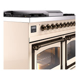 ILVE UND40FNMPAWBLP Nostalgie II Noblesse 40 inch Dual Fuel Range (Liquid Propane, Triple Glass Door, Antique White, Burnished)