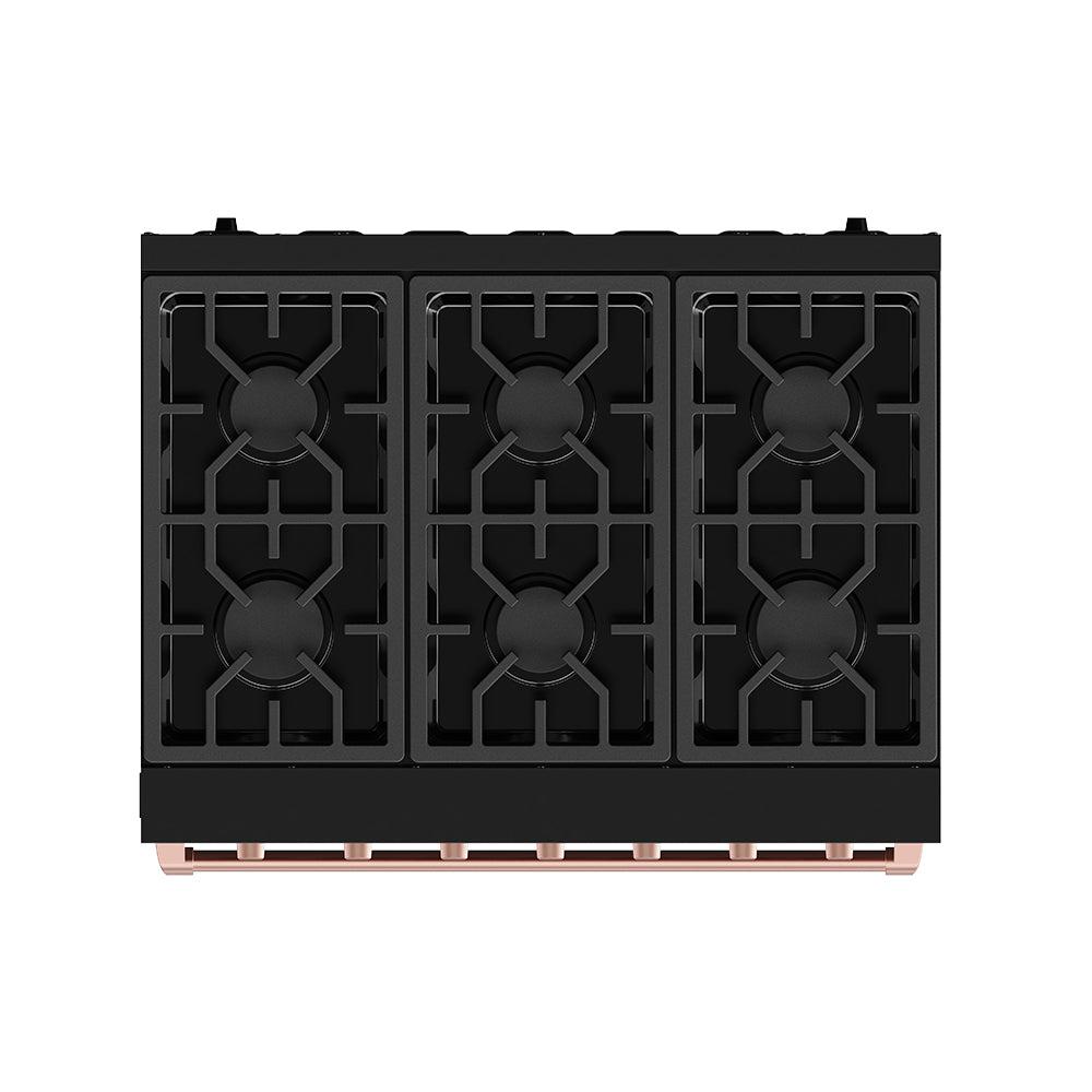 36 Inch Professional Gas Range With Precision Knob In Black and Rose Gold  Gordon Ramsay Series