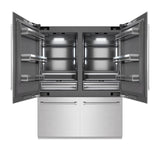 ZLINE 60 in. 32.2 cu. ft. French Door Built-In Bottom Freezer Refrigerator with Water Dispensers and Ice Makers in DuraSnow' Stainless Steel with Graphite Gray Interior (GRBIV-SN-60)