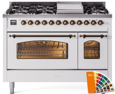 Nostalgie II 48 Inch Dual Fuel Natural Gas Freestanding Range in RAL Custom Color with Bronze Trim